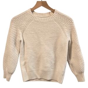 J. Crew Factory Ivory Crew Neck Wool Blend Pullover Sweater Size XXS